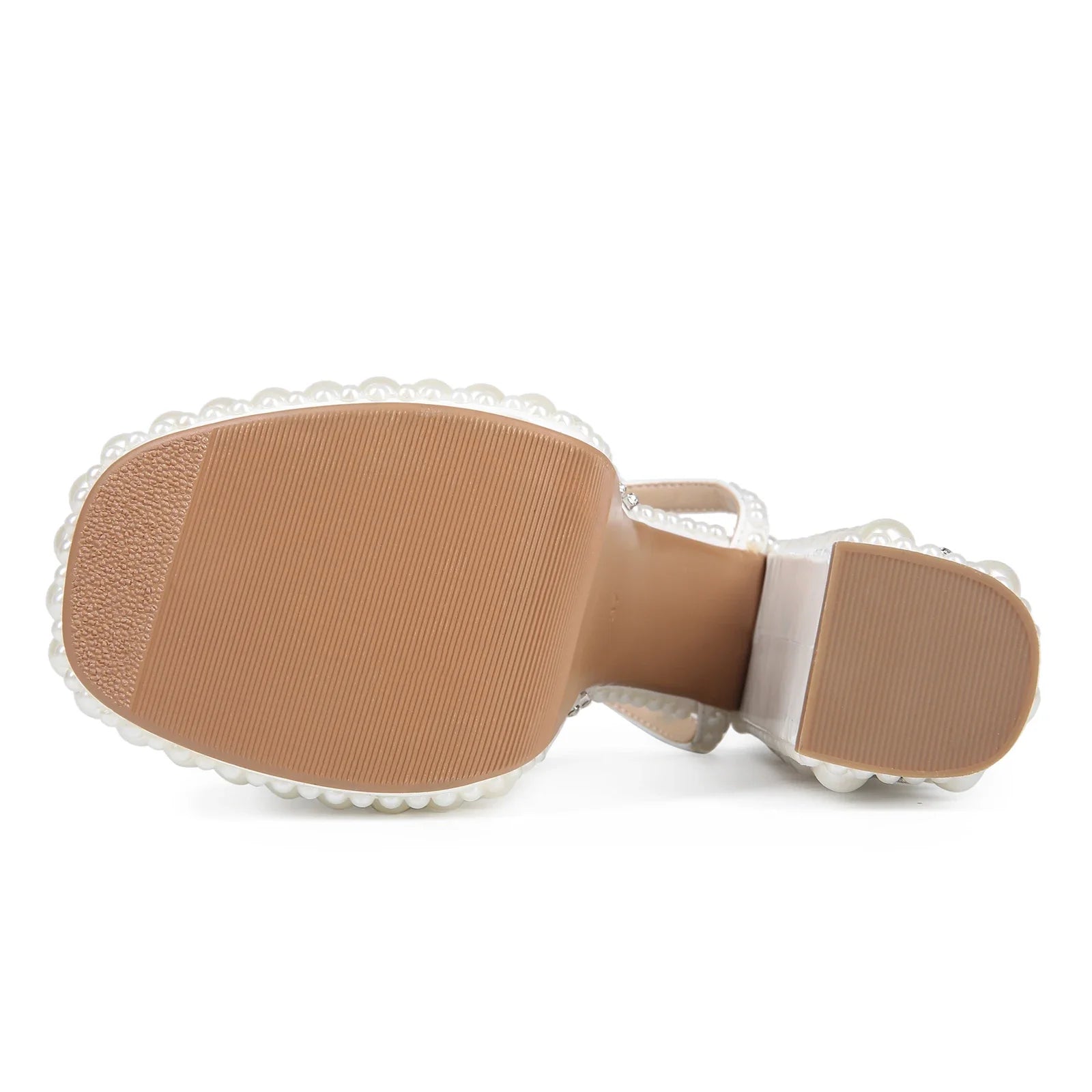 Highqualityhandmaderhinestonerough High-heeledthicksoled Fishmouth Sandalsfrom Europe AndAmerica, Women's Sexy Rivet Party Shoes