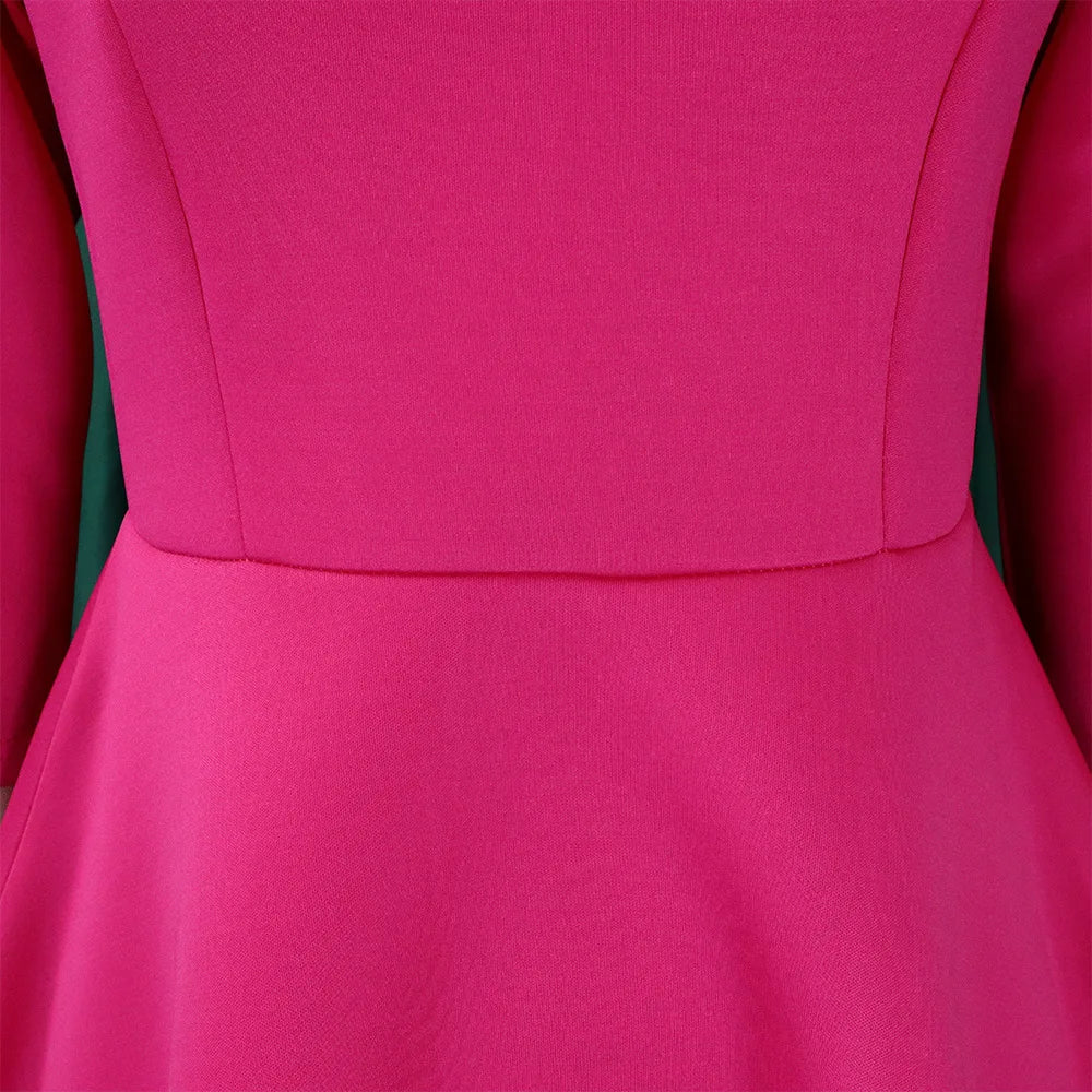 Elegant Party Dress for Woman 2024 Modern O Neck Three Quarter Sleeve High Waisted A Line Mid Calf Birthday Dinner Wedding Cloth