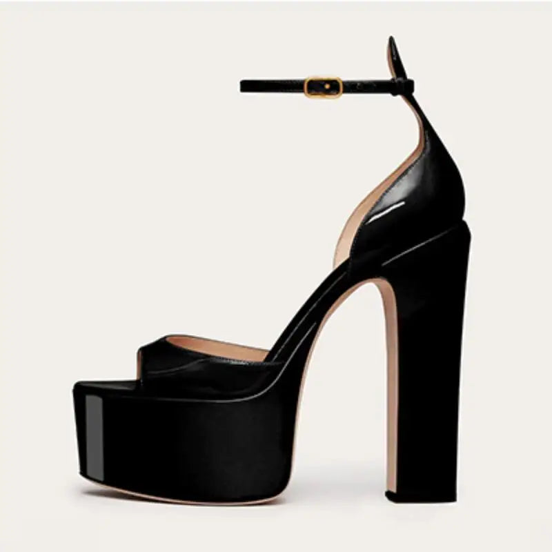 European and American Women's Niche Brand Fashion Sexy Runway Show Banquet Single Shoe Buckle with High Heels Sandals