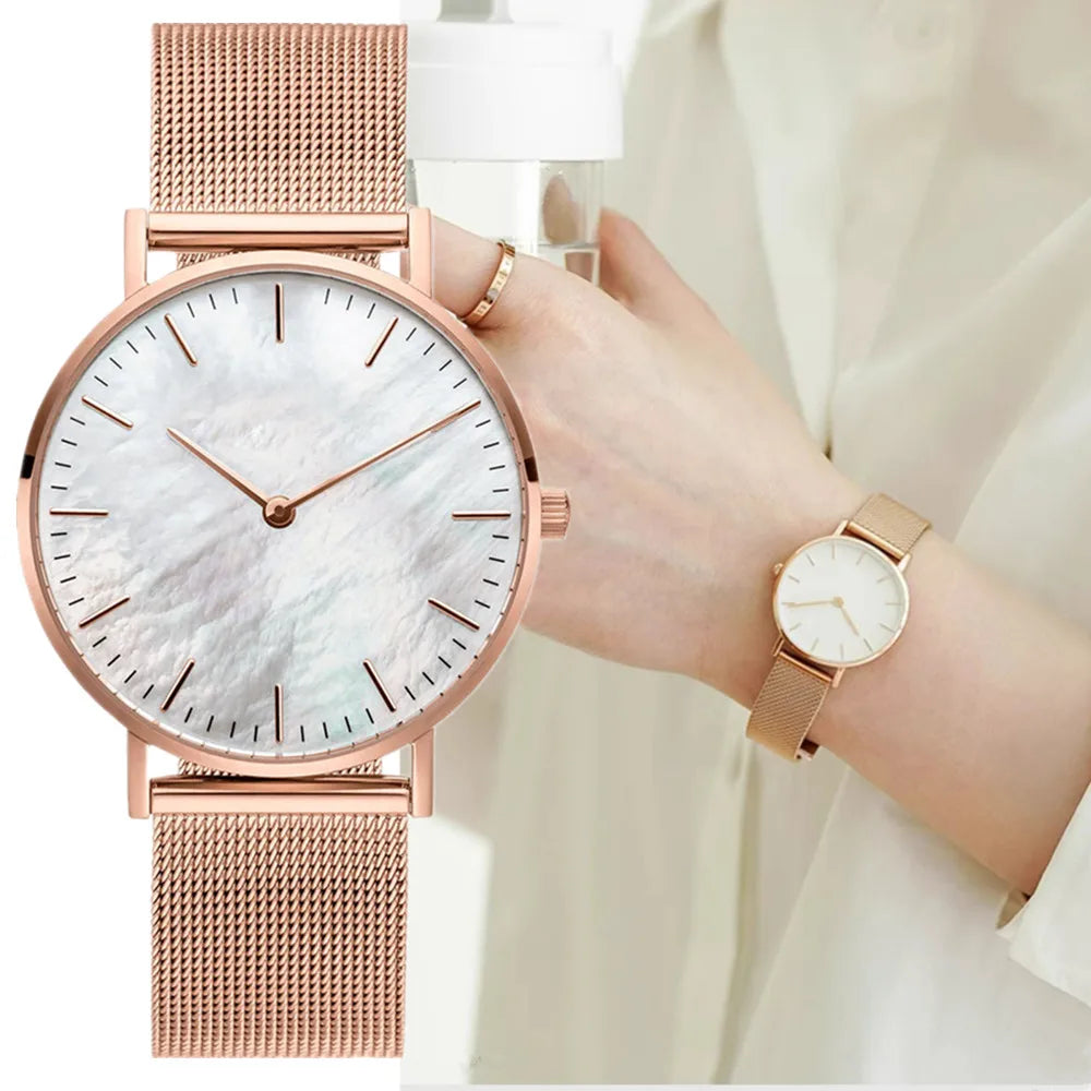 Women Watches Fashion Luxury Alloy Quartz Watches for Woman Metal Mesh Strap Simple Ladies Watch Female Clock montre femme