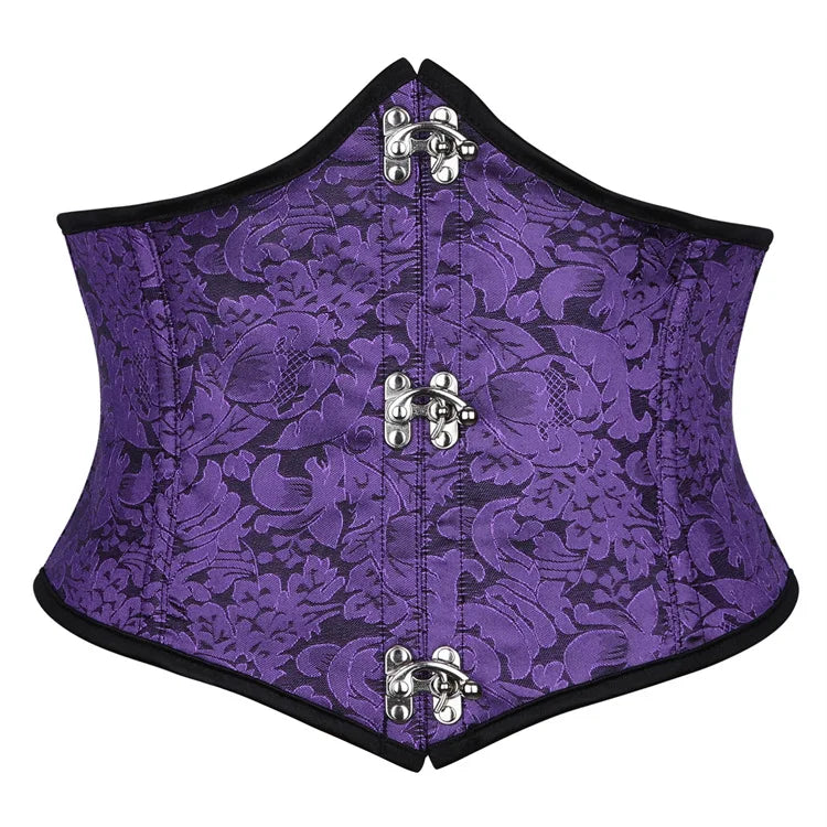 Underbust Purple Corset Woman Belt Plus Size Top Short Plastic Boned Girdles Slimming Waist Shapers Gothic Clothing Bodice