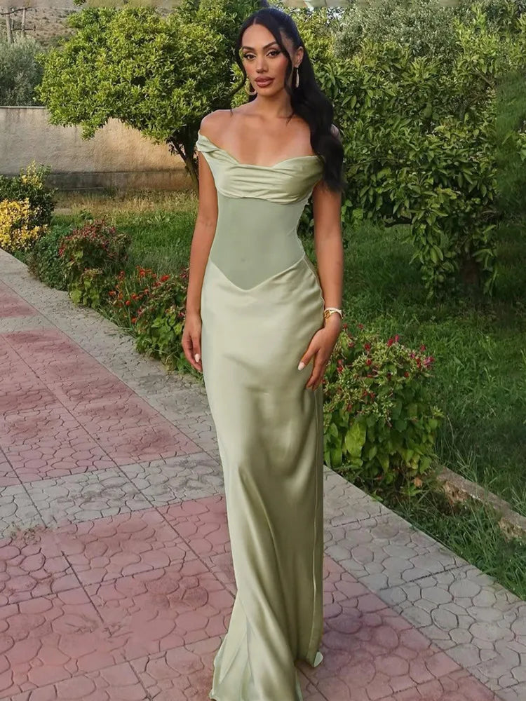 Mozision Off-shoulder Backless Sexy Maxi Dress For Women Fashion Patchwork Strapless Sleeveless Bodycon Club Party Long Dresses