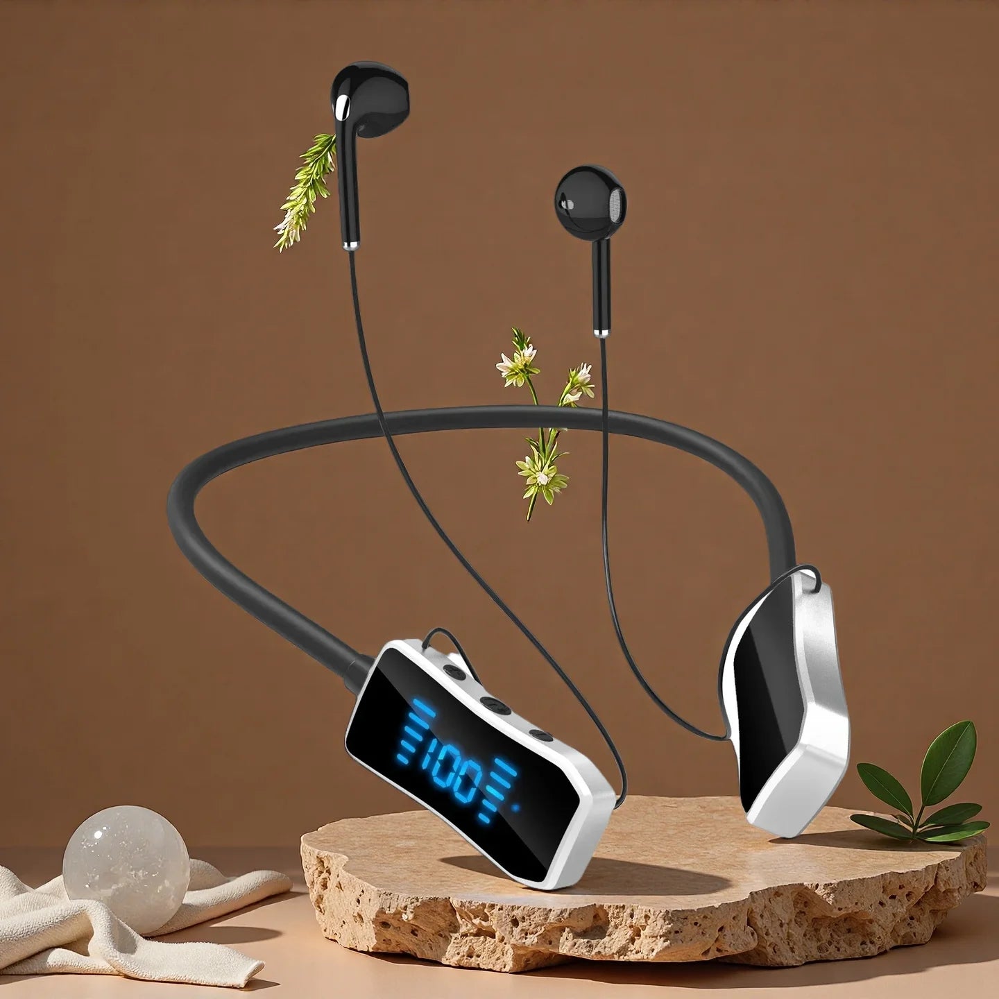 LED Display Stereo Wireless Bluetooth Earphones Magnetic Hanging Neck Headphones Headset Sports Gamer Headsets Noise Reduction Wofashion.xyz