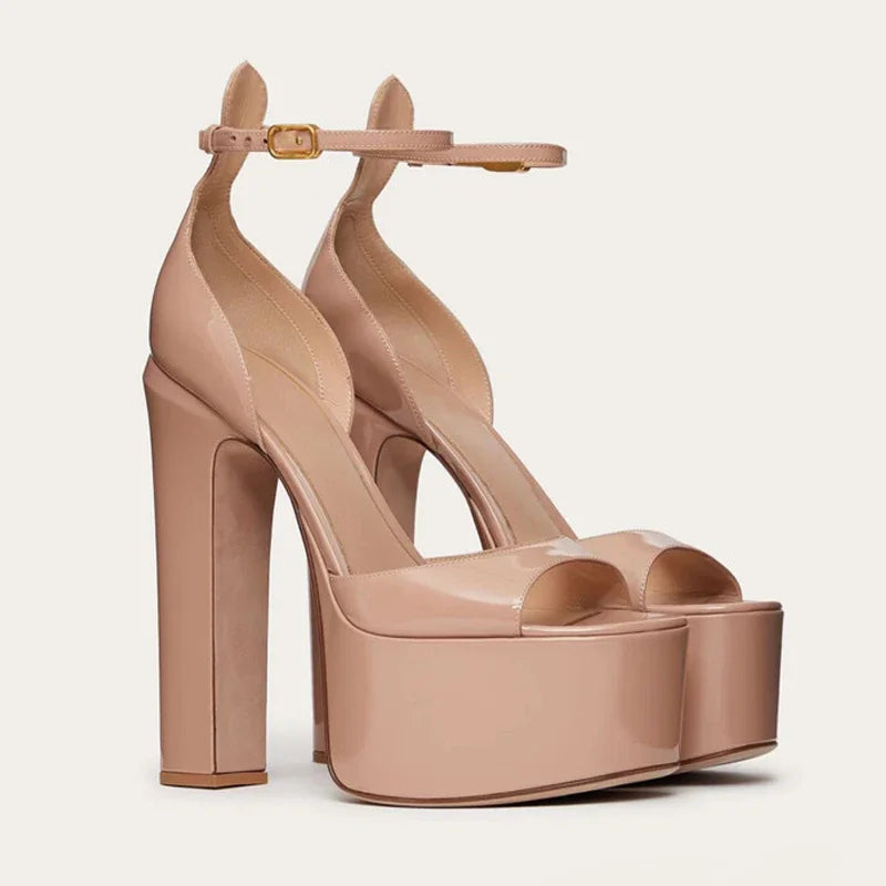 European and American Women's Niche Brand Fashion Sexy Runway Show Banquet Single Shoe Buckle with High Heels Sandals