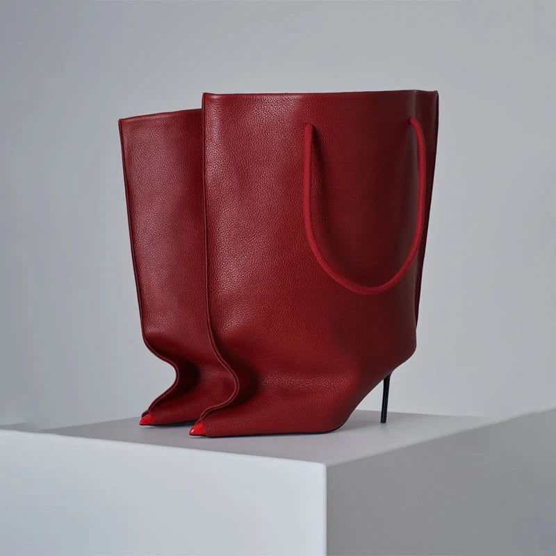 European and American Light Luxury Small Fragrance Fashion, Slim High Heels, Short Boots, Women's Sexy Big Tube Fashion Shoes