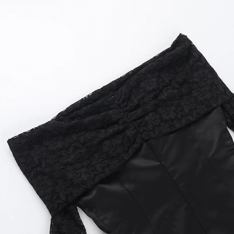 NIDANSSI White Lace Strapless Pleated Evening Party Dress Women Backless Elegant Sexy Dress Bodycon Mini Winter Dress Vestidos