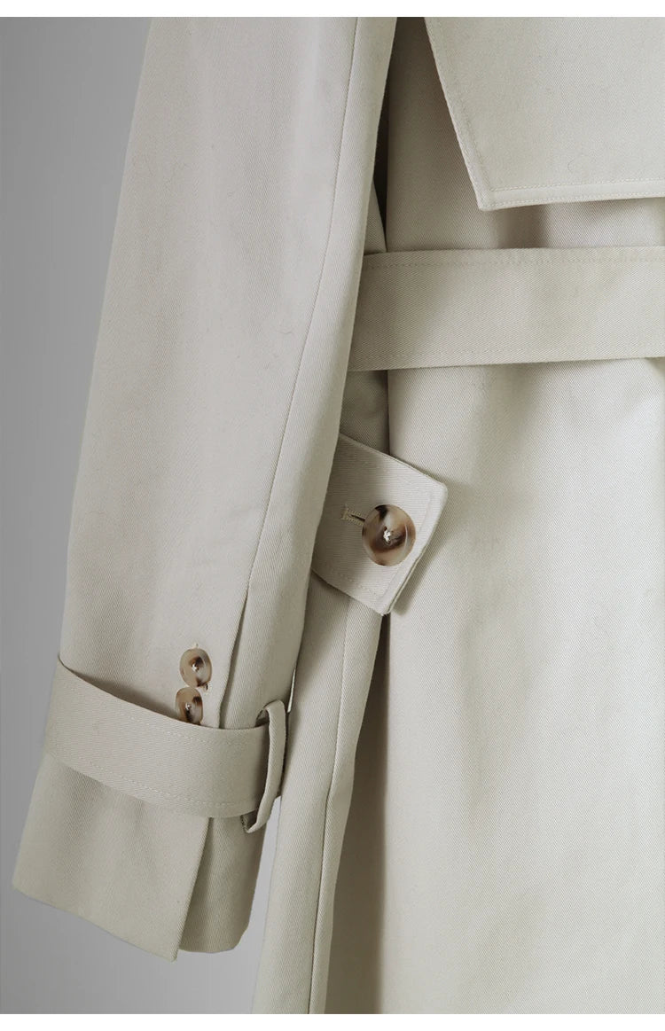 Lautaro Autumn Cool Long Trench Coat for Women Removable Sailor Collar and Pockets Belt Runway Fashion Luxury Designer Clothes