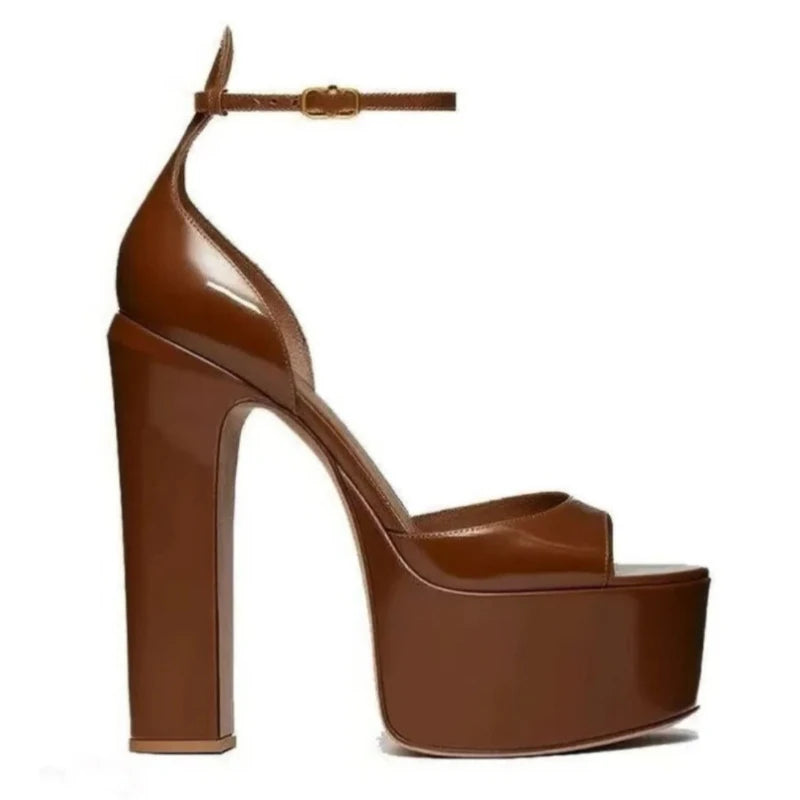 European and American Women's Niche Brand Fashion Sexy Runway Show Banquet Single Shoe Buckle with High Heels Sandals