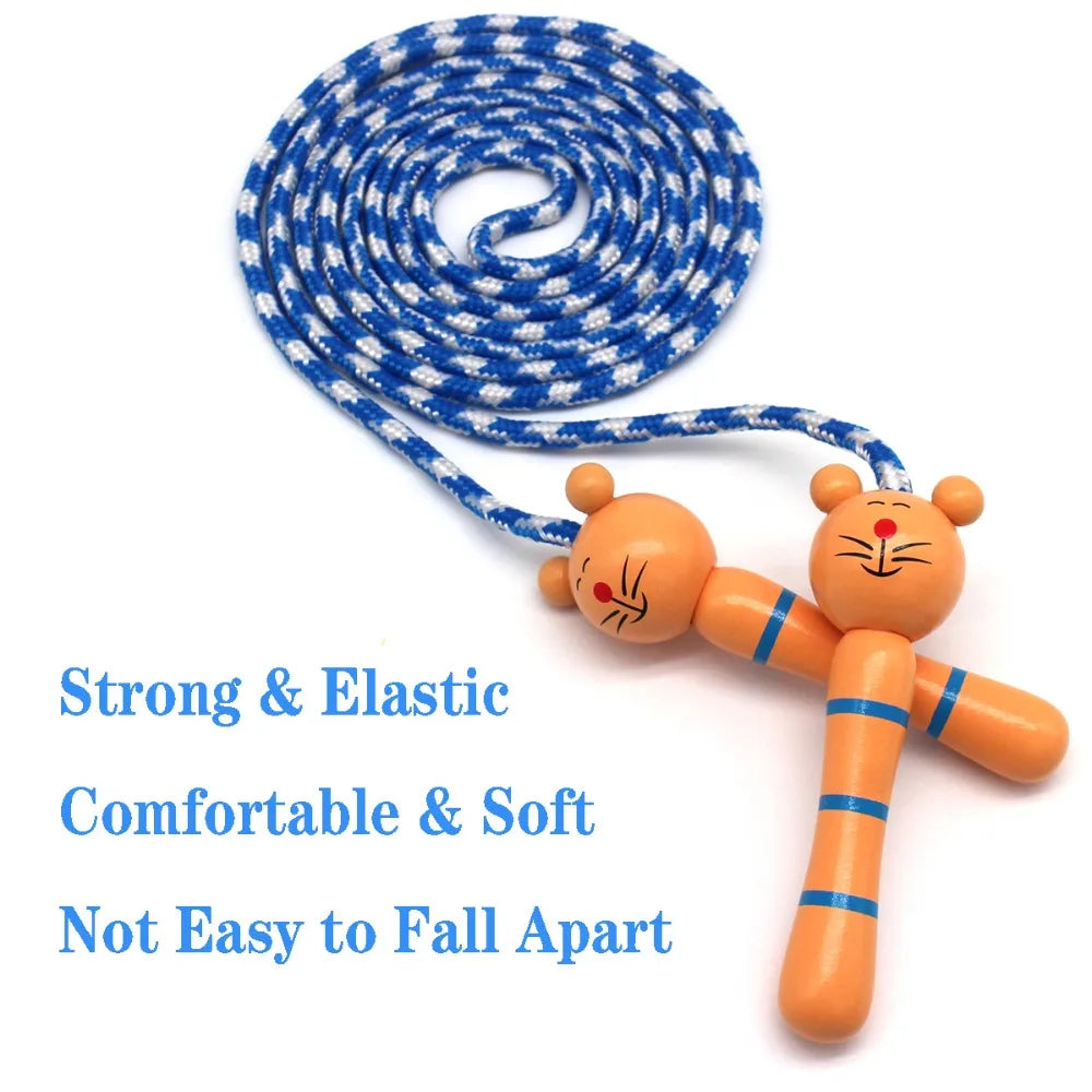 Cartoon Jump Rope Children's Cotton Jump Rope Wooden Handle Adjustable Cotton Weaving Fitness Jump Rope Exercise