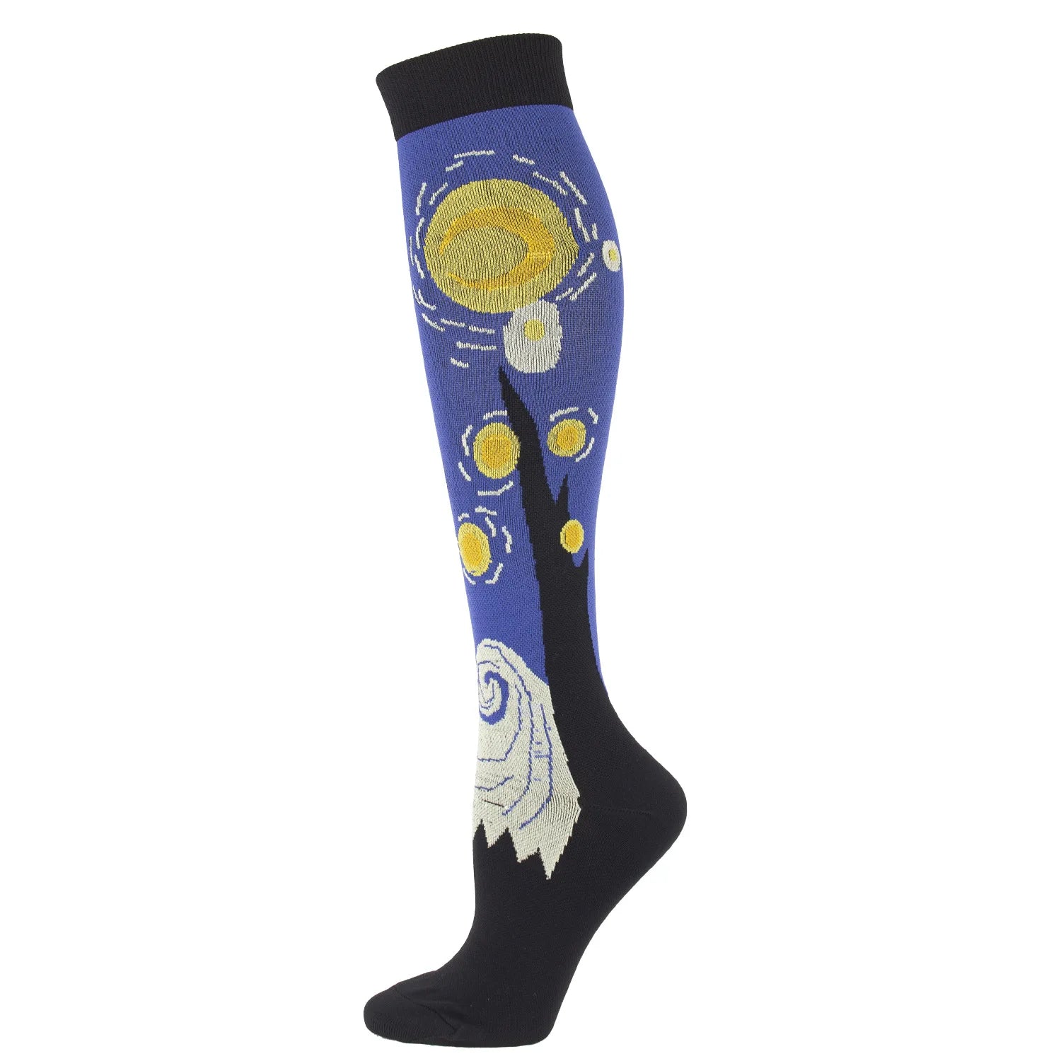 Novelty Funny Compression Socks Men Women Happy Oil Painting Shouting Mona Lisa Smile Hip Hop Nursing Compression Sock Popsocket