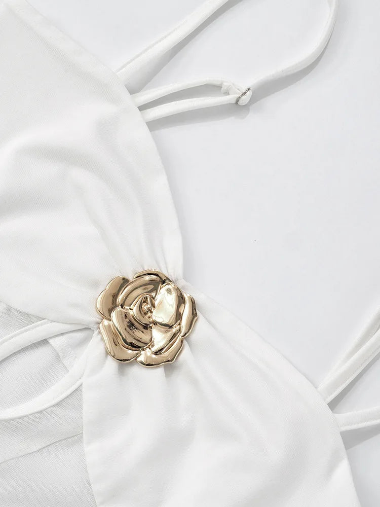 Mozision See Through Spaghetti Strap Sexy Maxi Dress For Women Gown Summer New Metal Buckle Sleeveless Backless Beach Long Dress