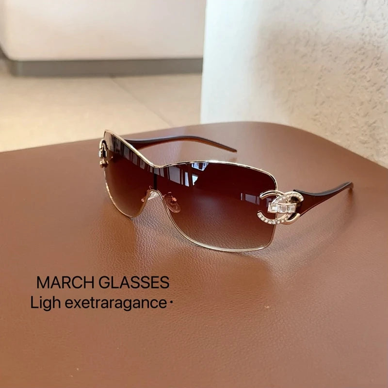 New Conjoined Luxury Women Sunglasses Oversized Woman Sun Glasses Black Eyewear Trendy Men Glass Lentes De Sol Mujer 2025