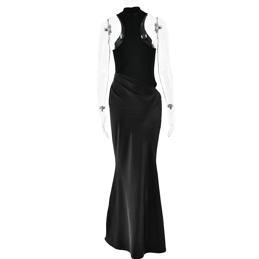 Mozision Women Sexy Party Club Evening Bodycon Sleeveless Long Dress Backless Soild Color Elegant Summer Dress