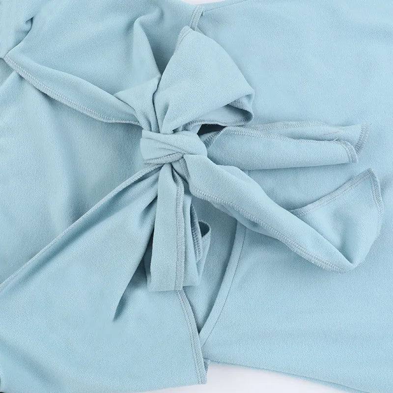 NIDANSSI Lantern Long Sleeve Backless Lace Up Autumn Dress Women Robes Elegant Evening Party Dress Bodycon Mini Dress Vestidos