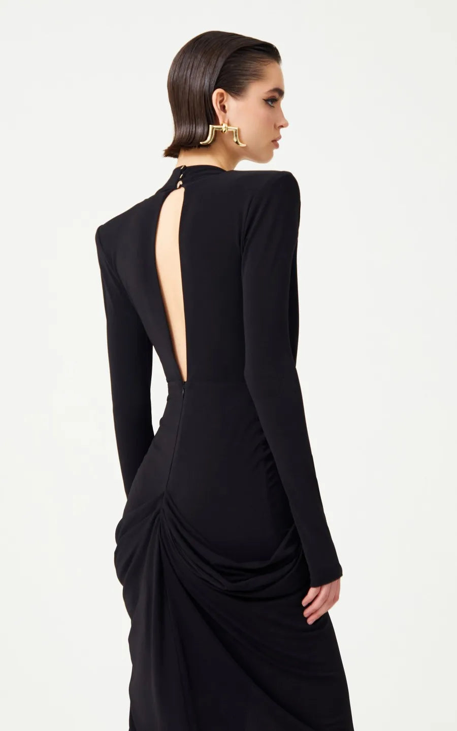 2025 New Spring Women Long Sleeve Deep V-Neck Bodycon Long Dress Elegant Evening Party Celebrate Cocktail Outfit Vestido