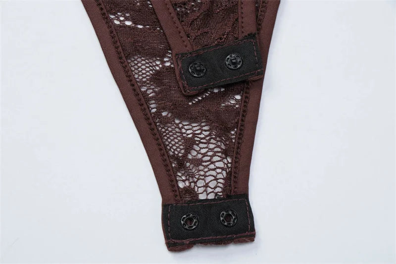 Mozision Lace See Through Sexy Two Piece Set Women Elegant Off-shoulder Backless Bodysuit And Maxi Skirt Matching Club Dress Set