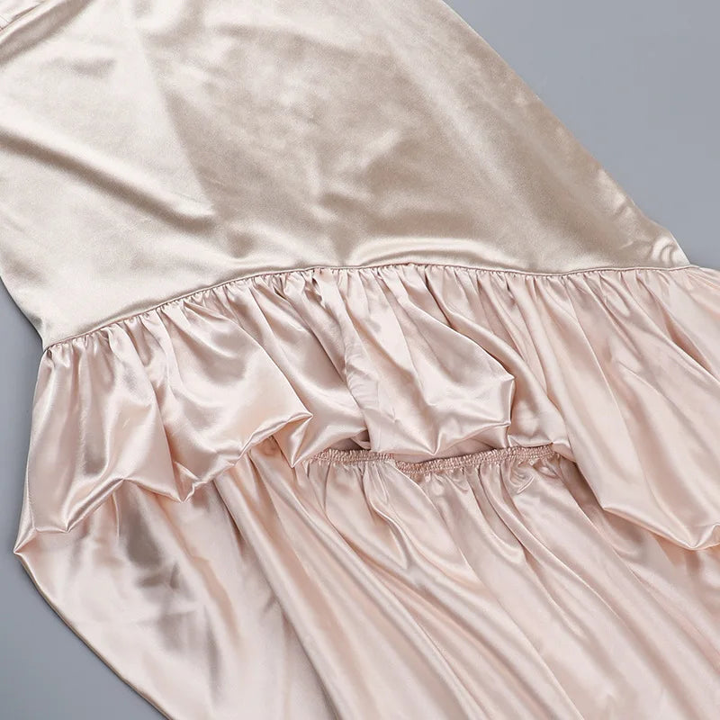 NIDANSSI 2025 Strapless Backless Backless Evening Party Dress Women Ruffle Elegant Sexy Dress Bodycon Midi Summer Dress Vestidos