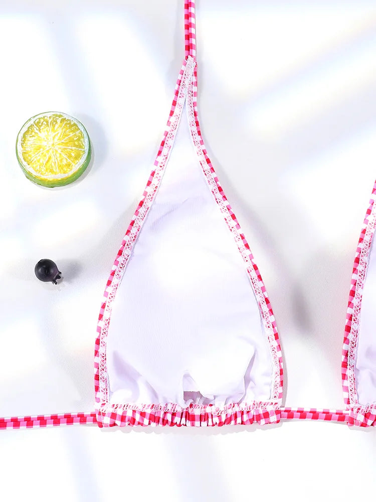 Sexy Bikinis Plaid Swimsuit Print Swimwear For Women 2025 Bathing Suits Push Up Bikini Low Waist Sets Two Piece Suit Summer