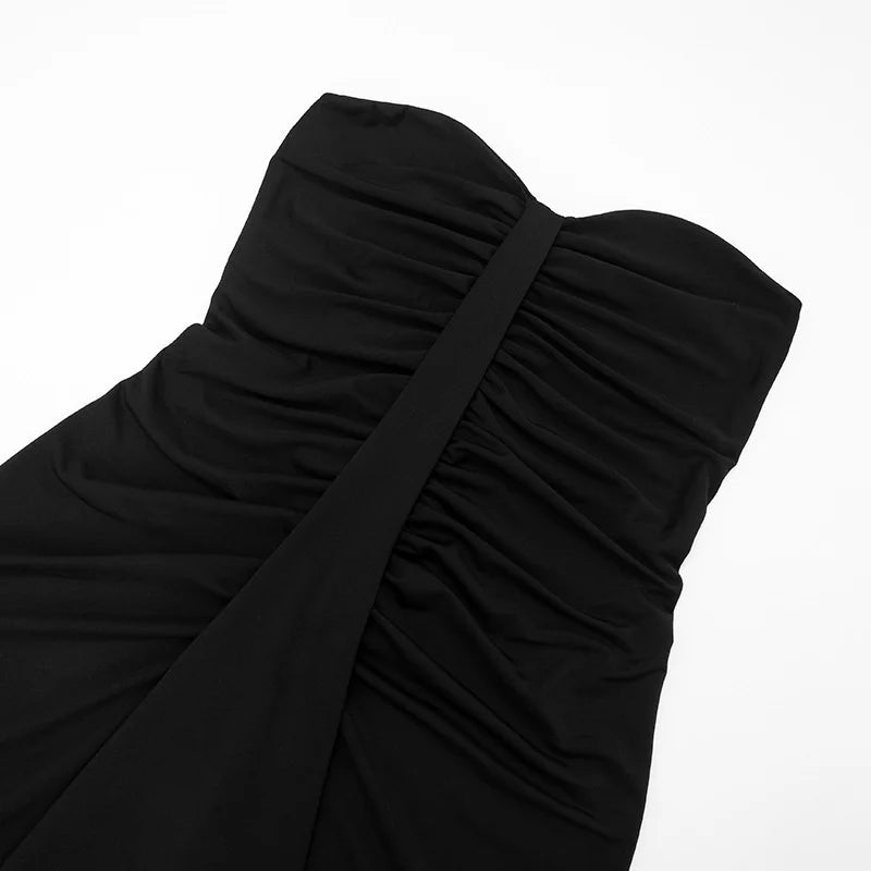 Mozision Off-shoulder Strapless Sexy Maxi Dress Women Gown Elegant Sleeveless Backless Bodycon Draped Ruched Club Party Dress