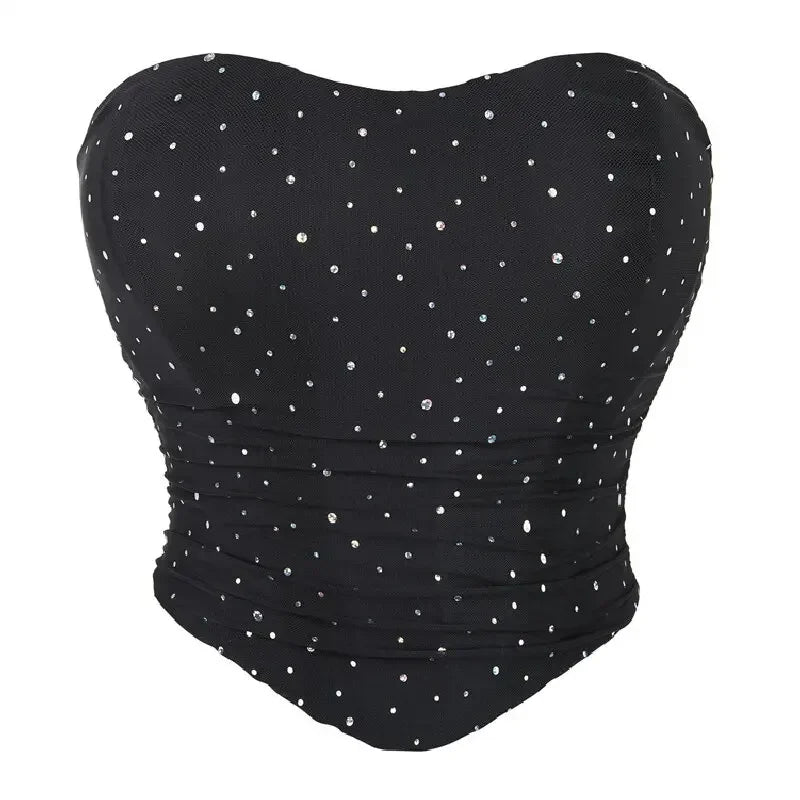 Breathable Mesh Strapless Off Shoulder Corset Tank Crop Tops Summer Camisole Underwear Women Shapers Slimming Lace Up Bustier Wofashion.xyz