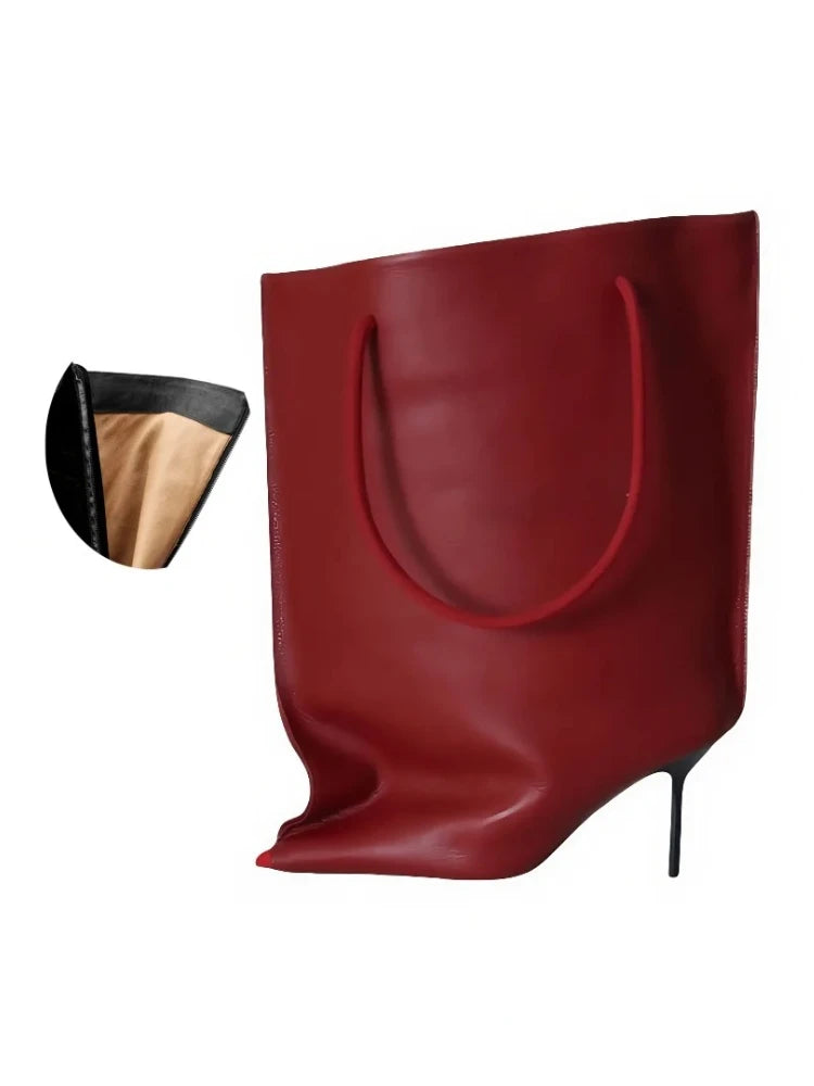 2025 Autumn/Winter New Pointed Boots - Wide Sleeve Mouth Stiletto High Heel Pocket Boots, Fashionable Women's Sexy Banquet Shoes