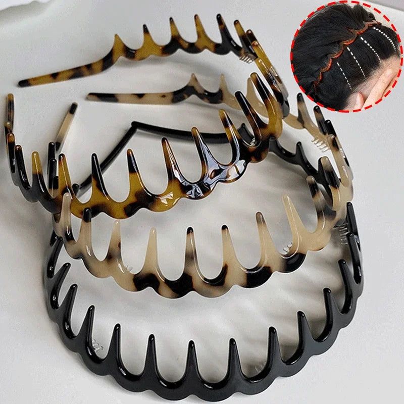 Fashion Wave Headbands for Women Solid Color Toothed Non-slip Hair Bands Girl Face Wash Sports Hairbands Hair Accessories Wofashion.xyz