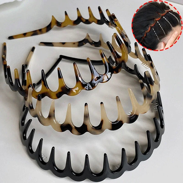 Fashion Wave Headbands for Women Solid Color Toothed Non-slip Hair Bands Girl Face Wash Sports Hairbands Hair Accessories Wofashion.xyz