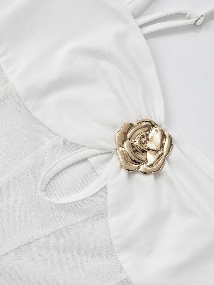 Mozision See Through Spaghetti Strap Sexy Maxi Dress For Women Gown Summer New Metal Buckle Sleeveless Backless Beach Long Dress