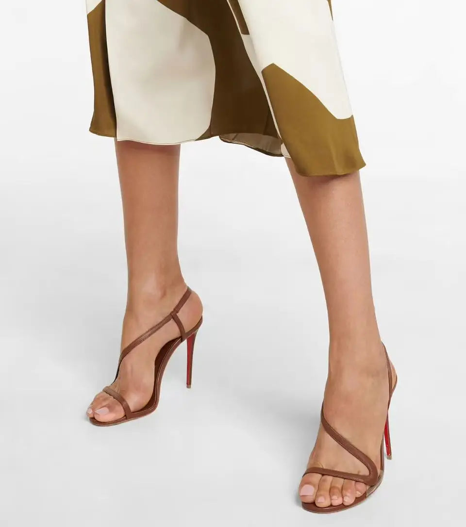 2025 European and AmericanWomen's Summer NewMulti ColorSerpentine Wrapped StrawStiletto High Heels Sexy Outerwear French Sandals