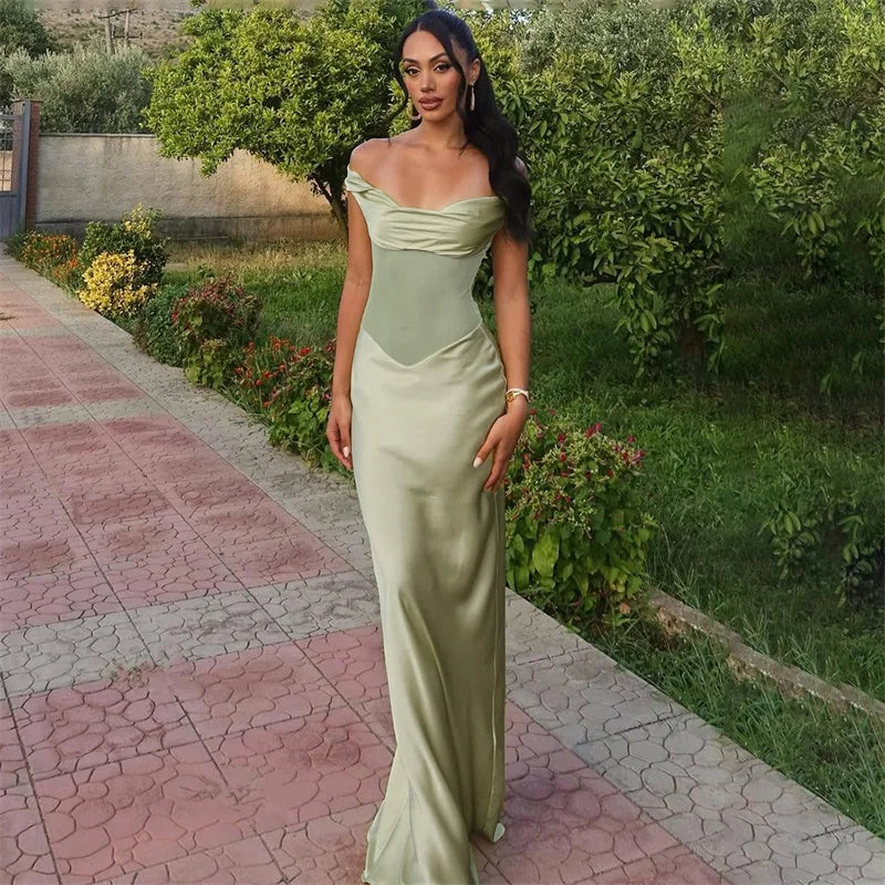 Mozision Off-shoulder Backless Sexy Maxi Dress For Women Fashion Patchwork Strapless Sleeveless Bodycon Club Party Long Dresses