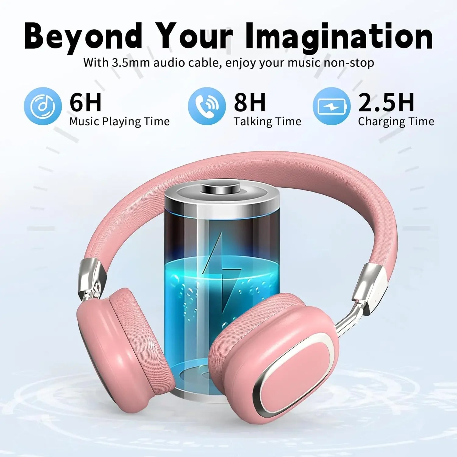 Headphones Wireless Bluetooth Over-Ear Foldable Wired Stereo Headset with Mic Phone PC Soft Earmuffs Light Weight Long Wearing