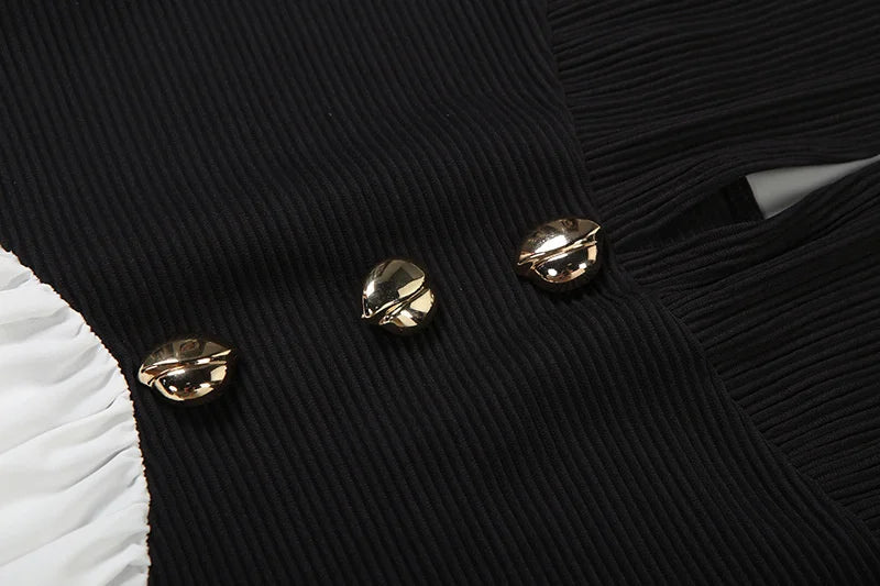 Mozision Halter V Neck Backless Sexy Maxi Dress Women Fashion Patchwork Button Sleeveless High Waist Ruched Club Party Dress