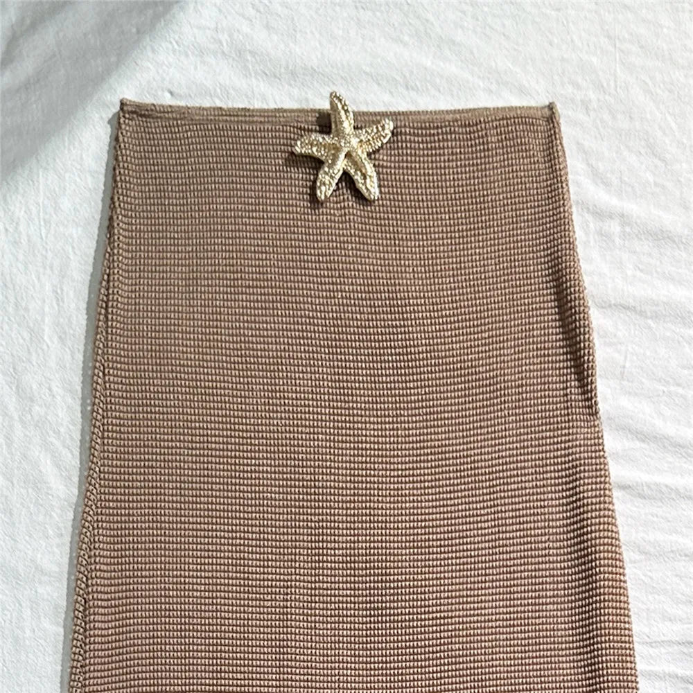 Holiday Starfish Solid Swimwears Halter String Triangle 3 Piece Bikini Set Cover Up Skirts Sexy Swimsuit Women 2025 Bikini Dames