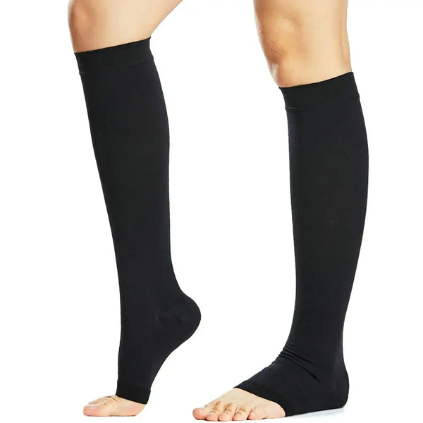Compression Socks Women Medical 20-30mmgh Open Toe Knee Socks Calf Varicose Edema Pregnancy Elastic Flying Socks Bicycle Nursing Wofashion.xyz