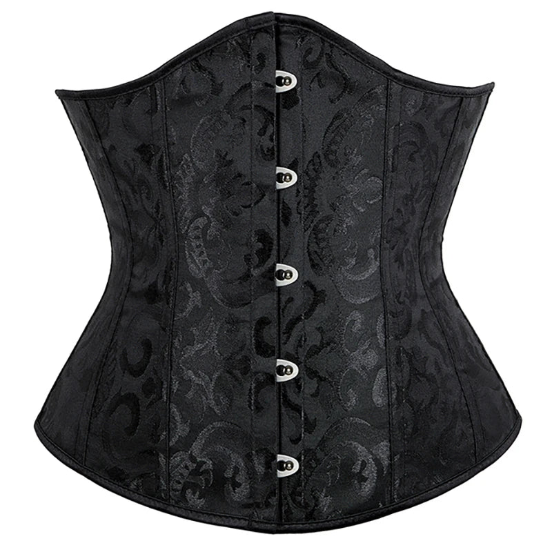 Women Gothic Sexy Satin Underbust Corset Bustier Waist Cincher Slimming Body Shaper Corselete Lingerie Plus Size Party Clubwear