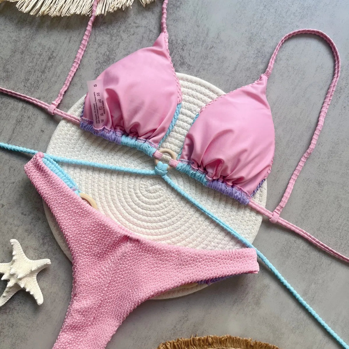 2025 Women's Swimming Suit Spliced New Solid Color Bikini Split Swimsuit