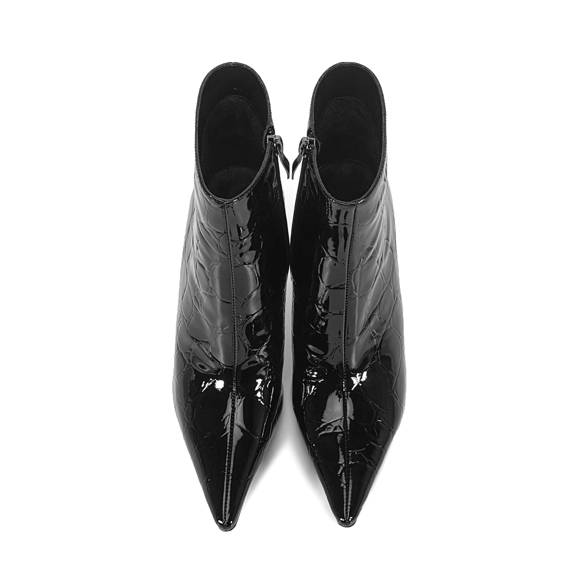 2025European AndAmerican Women's Autumn Andwinter New Style Metal High Heels,advanced Stonepattern Sidezipper Pointed Shortboots