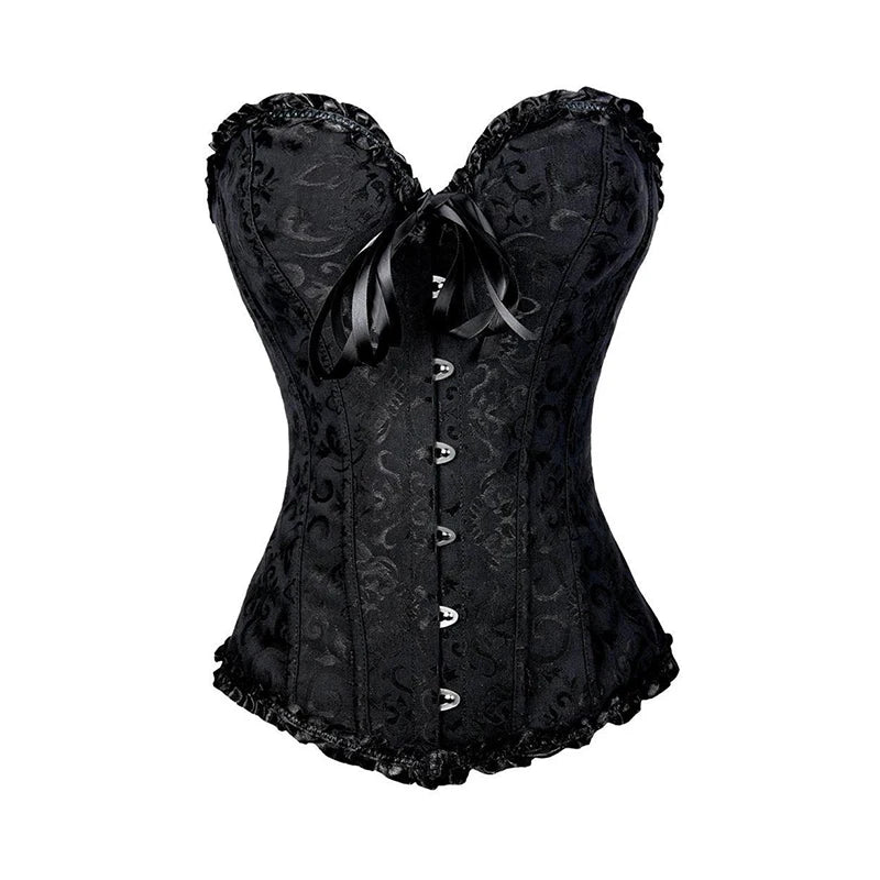 BurVogue Women Lace Up Sexy Floral Boned Corset Overbust Body Shaper BustierLingerie Bodyshaper Top Corsets Top Wofashion.xyz