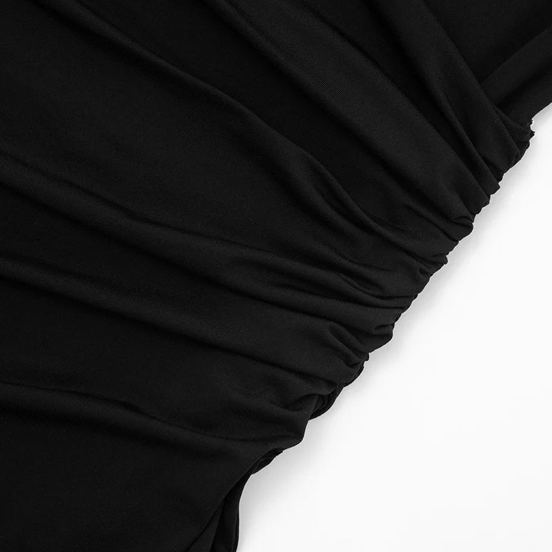 Mozision Turtleneck Long Sleeve Sexy Maxi Dress Women Elegant Autumn Winter High Waist Ruched Thigh High Split Club Long Dress