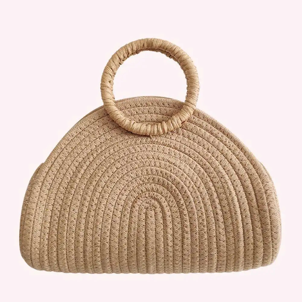 Handwoven Clutch Purse Retro Cotton Rope Shoulder Purse Holiday Travel Handbag Vacation Bag for Women and Girls