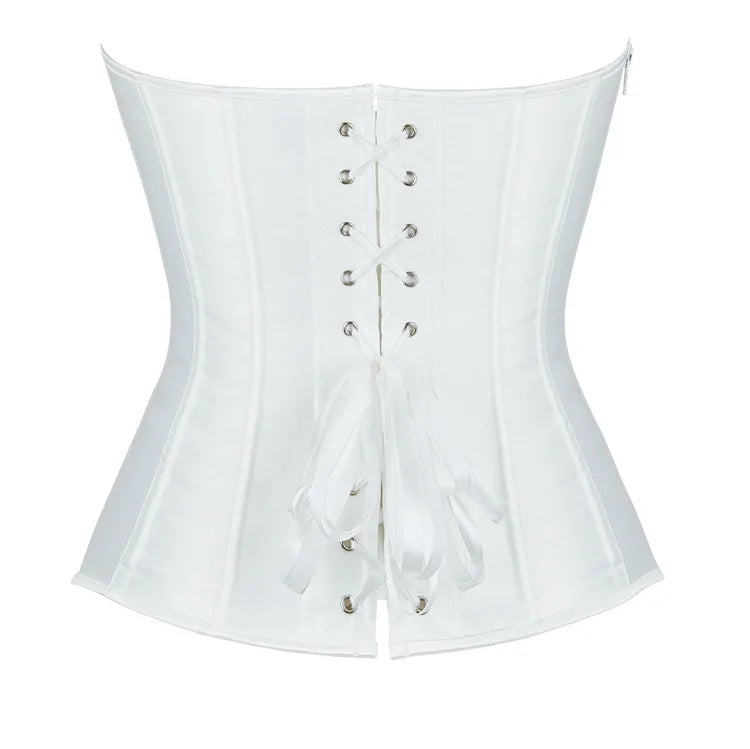 White Sexy Corsets Bustiers for Women Overbust Corset Top Corselet Satin Up Zipper Corsetto Shaper Gothic Korsett Black
