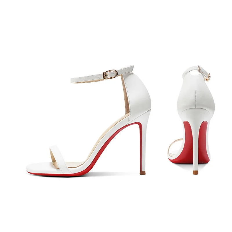 High heeled sandals for women in the summer of 2025, fashionable black, sexy, slim heel, straight buckle high-heeled shoes