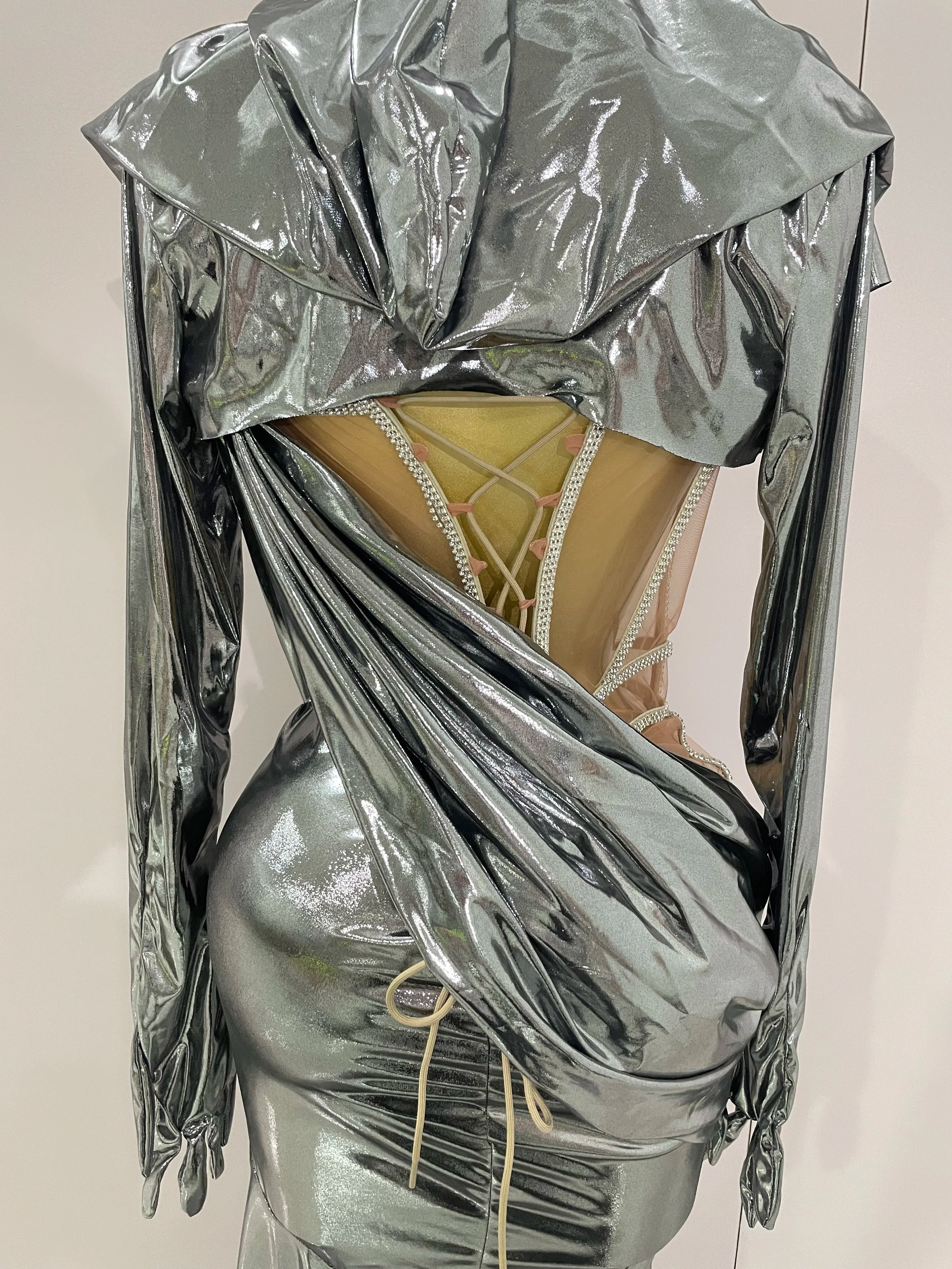 Stage Costume Sparkly Nightclub Gogo Party Dress Women Carnival Party Outfit Festival Cool Clothing Hoodie Dress Two Piece Set