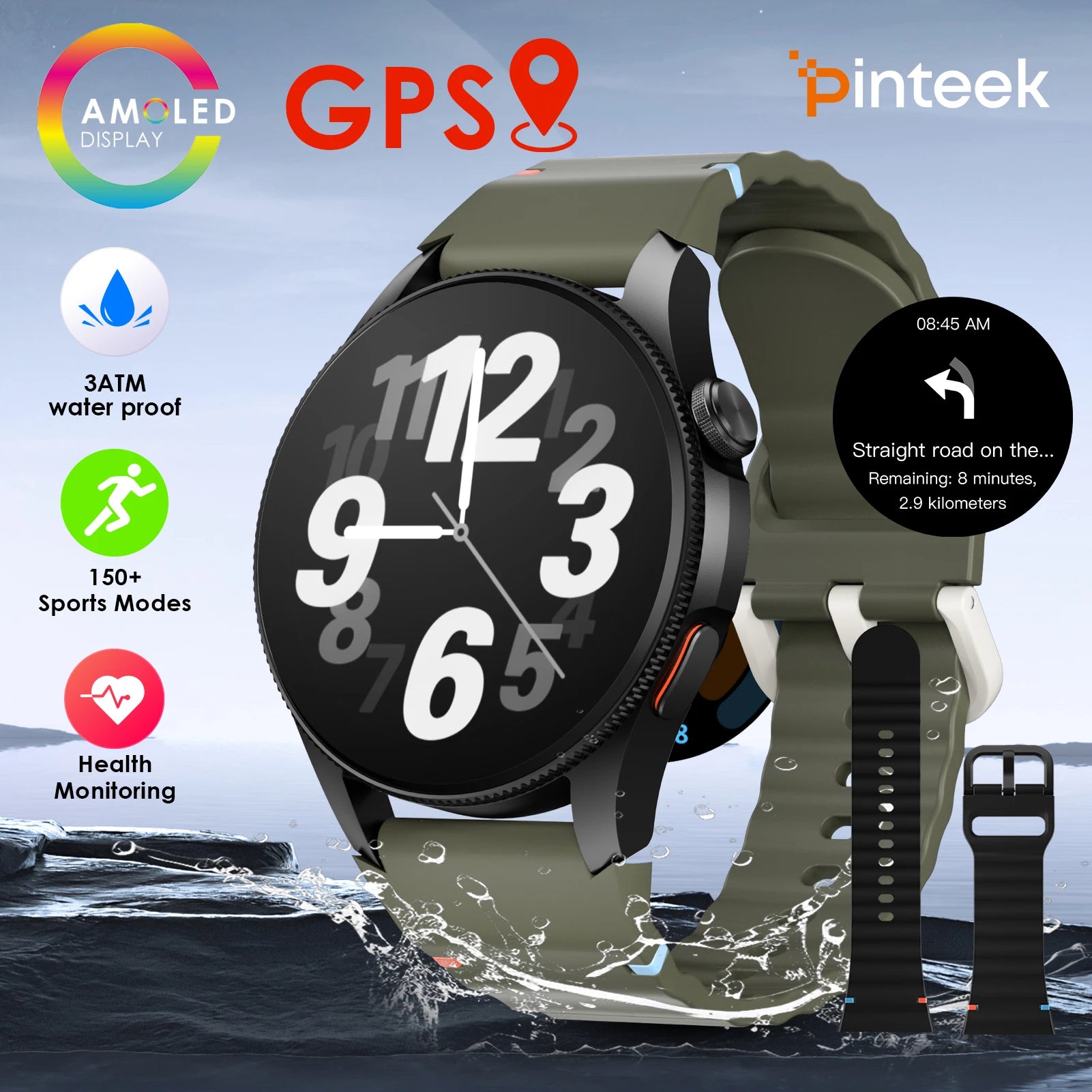 Smart Watch 1.43" AMOLED Screen Bluetooth Call GPS Fitness Tracker 150+ Sport Modes Heart Rate/SpO2 Monitor 450mAh Wofashion.xyz