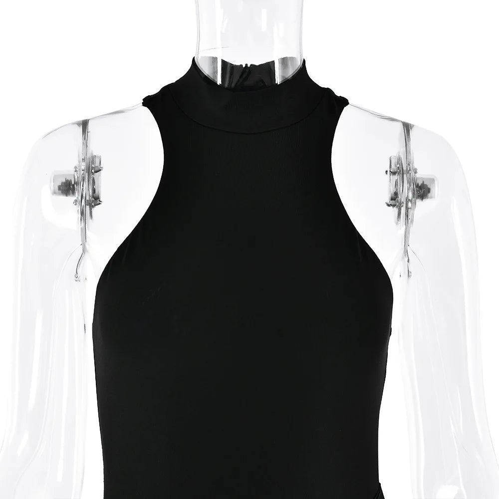 Mozision Women Sexy Party Club Evening Bodycon Sleeveless Long Dress Backless Soild Color Elegant Summer Dress