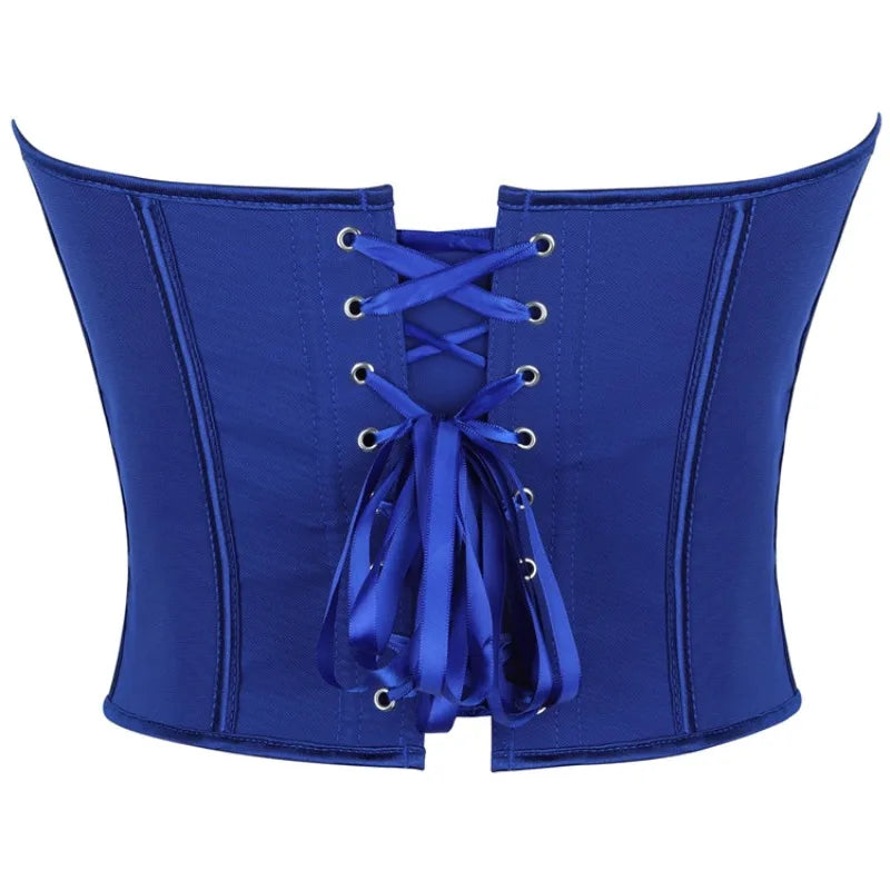 Blue Crop Tops Overbust Corset Ladies Summer Sexy Fashion Strapless Push Up Tank Top Slim Bustier Lingerie Camisole
