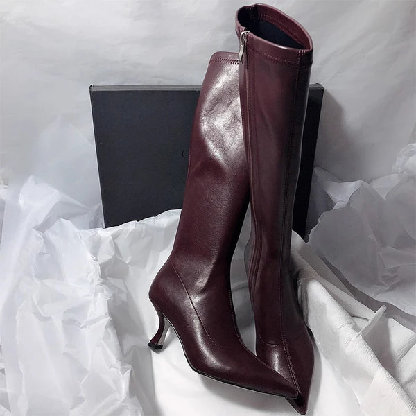 Women's High Boots High Heels Designer Pointed Toe Shoes Winter 2025 Fashion Chelsea Boots New Pumps Elegant Mujer De Zapatos Wofashion.xyz