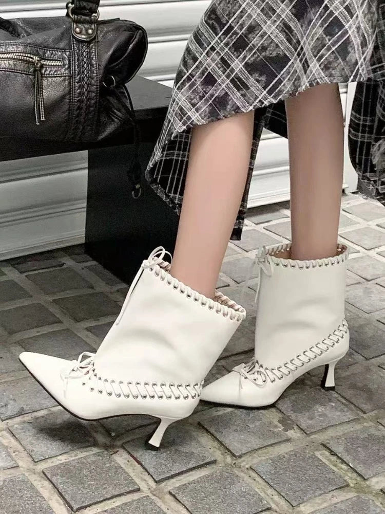 2025 Early Autumn New European and American Fashion Show Niche Fashion Slimming Wide Tube Height Increasing Pleated Pile Boots