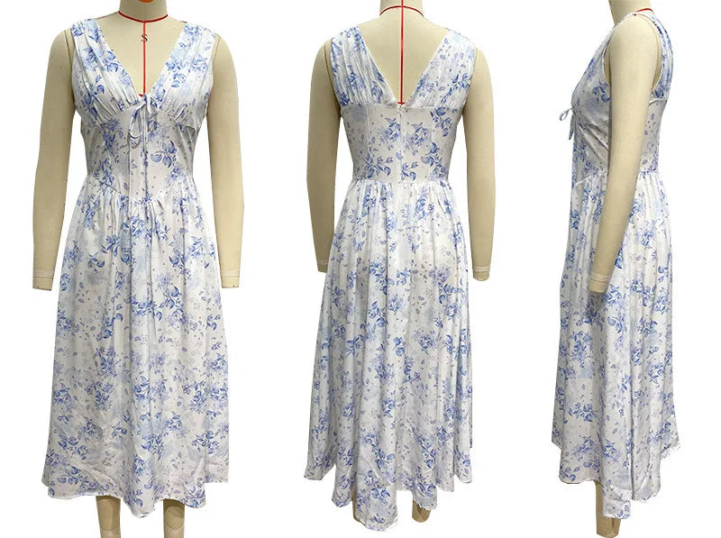 NIDANSSI White Pleated Lace Up Backless Holiday Casual Dress Women Elegant Sexy Dress Bodycon Midi Long Summer Dress Vestidos