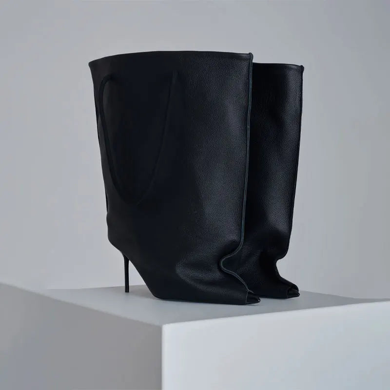 2025 Autumn/Winter New Pointed Boots - Wide Sleeve Mouth Stiletto High Heel Pocket Boots, Fashionable Women's Sexy Banquet Shoes